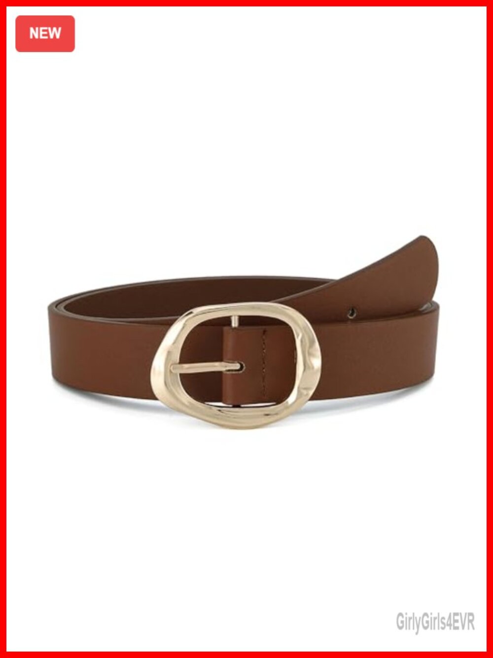 Women Faux Leather Fashion Belt Liquid Shape Buckle Jeans Dresses Waist